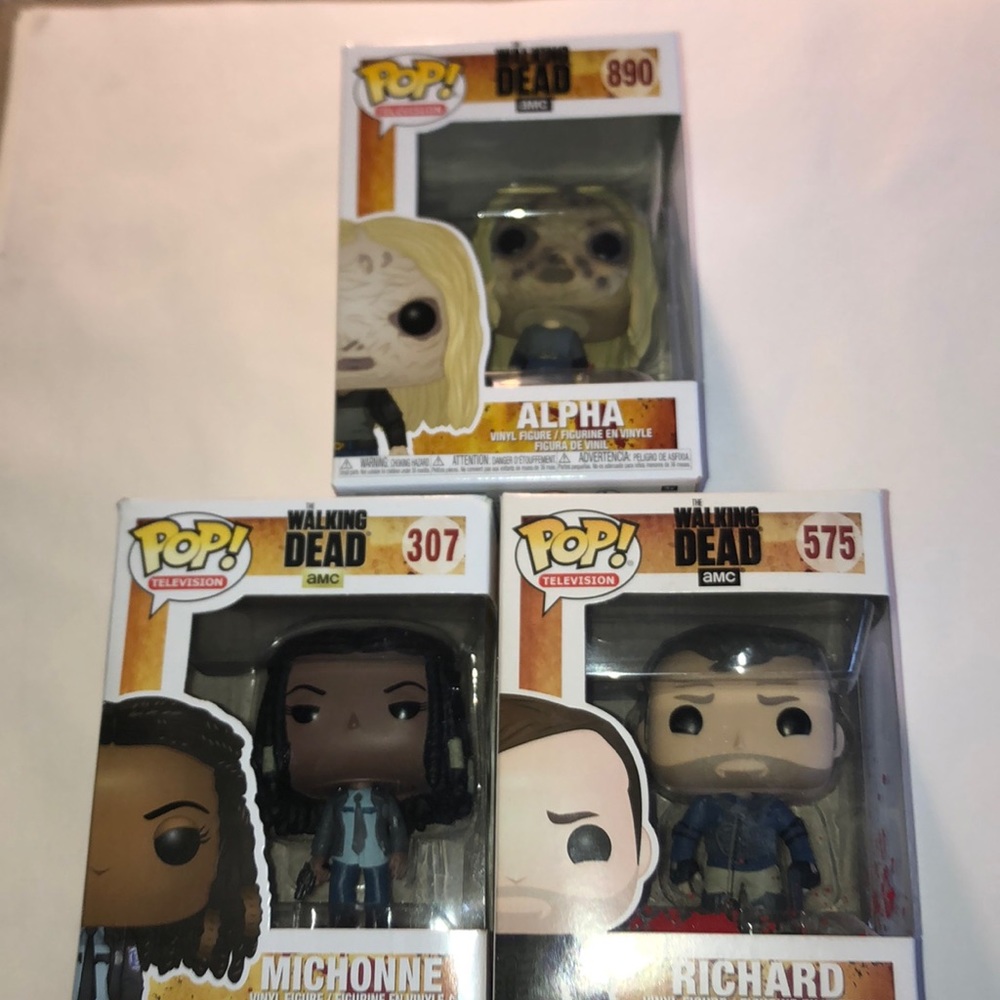TWD Funkos Richard, Michonne & Alpha